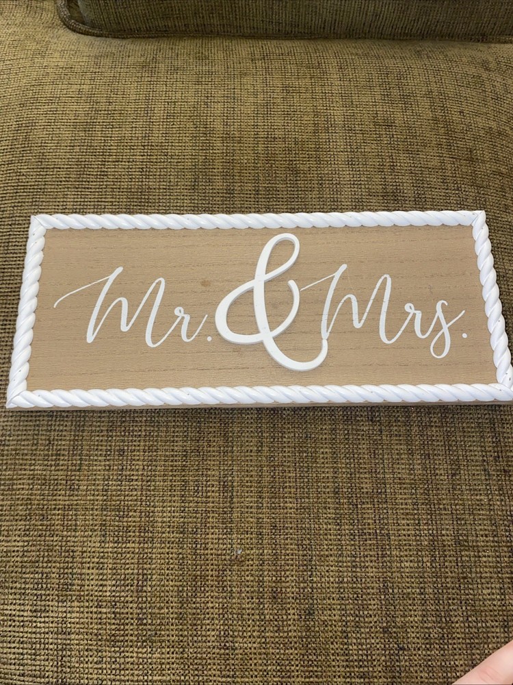 Mr Mrs Wedding Wooden Sign Table Top Standing Decor Able To Hang (11.75×0.63×5)