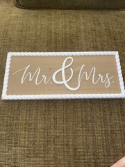 Mr Mrs Wedding Wooden Sign Table Top Standing Decor Able To Hang (11.75×0.63×5)