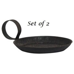 NEW PRIMITIVE BLACK Pillar Candle Holders 2 pcs w/ Handles Metal Country Western