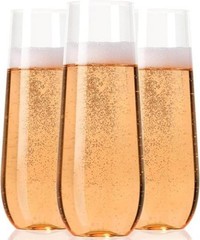 30 Plastic Stemless Champagne Flutes – Disposable Unbreakable toasting