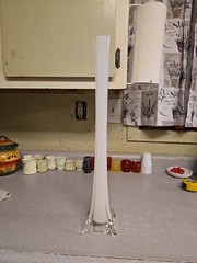 Clear & White Eiffel Tower Bud Vase Wedding Party Centerpiece 19 3/4″. Huge Vase