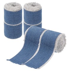 Uxcell Denim Ribbon, 6 Rolls 1.5»×2 Yard Frayed Fringe, Blue