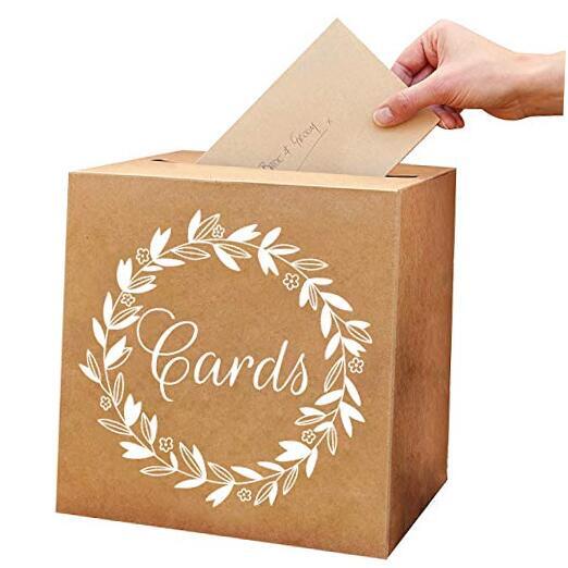 KALEFO Kraft Card Box Wedding Favors Post Box Cardboard Wedding Party Decor