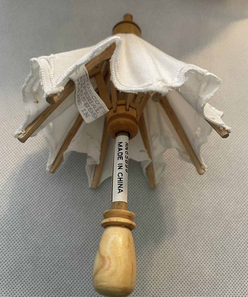 Miniature Umbrella Imperial Elegance Wood/Cotton Set Of 12 Shower Wedding Decor