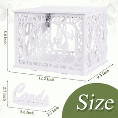 White PVC Storage for Wedding, 12.0 x 9.3 x 8.5 inches, Holds 300+ Cards, Wat…