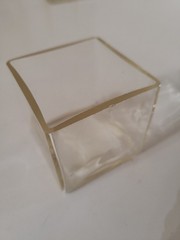 VTG Set Of 6 Glass Square Candle 2.5″ Amber Tint Clear MCM Glasses Bar Raw Edge
