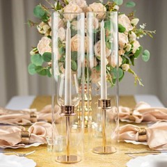 2 Clear 14 in Open End Cylinder Glass Hurricane CANDLE SHADES Party Supplies