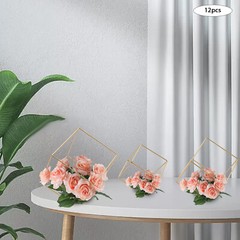 12 Pcs Gold Geometric Flower Stands for Elegant Wedding Centerpieces