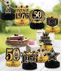 9 Pcs 50th Birthday Decoration for Men Women 50th, 50th-black and Gold
