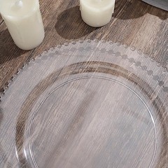 CLEAR 10 Round 10″ Plastic Salad PLATES Beaded Rim Party Events Decorations