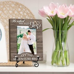 Engagement Gifts Picture Frame, He Asked She Said Yes Photo Frame, Wedding En…
