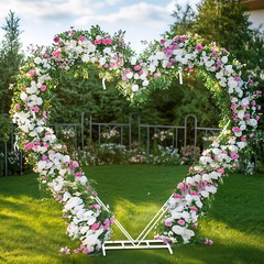 Heart Shape Wedding Arch Metal Pergola Arbor Stable Base Garden Party Decoration