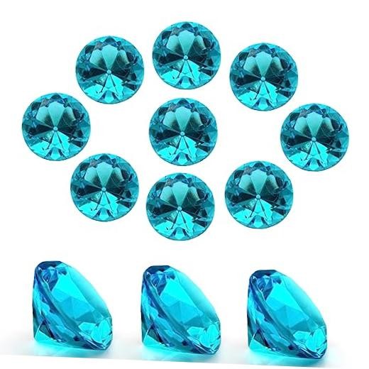 Sky Blue Acrylic 25mm Wedding Table Scatters – Clear Acrylic Diamonds