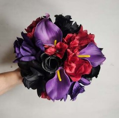 Dark Red Purple Black Rose Calla Lily Wedding Bridal Wedding Bouquet Accessories