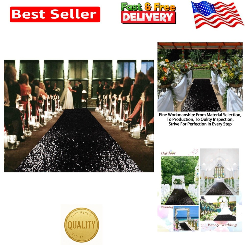 Reusable 4FT x 15FT Black Aisle Runner Tape – Easy Install for Ceremonies