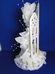 New Elegant Vintage Chapel Window Bride & Groom Wedding caketopper #395