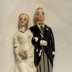 VINTAGE 1958 Napco Wedding Cake Topper 3b3301 Blonde Bride Groom