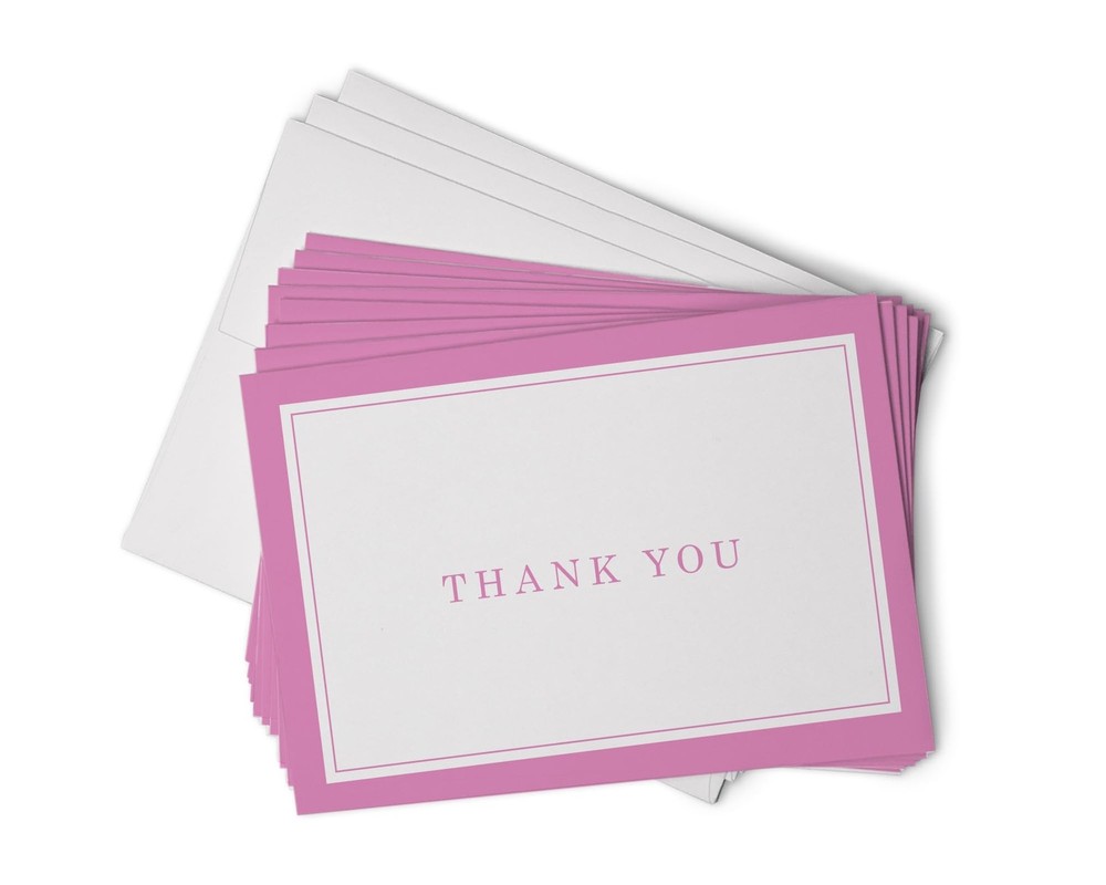 Hill Valley Greetings Formal Thank You Cards with Border – 48 Classic Note Ca…