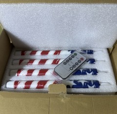 4th of July Flameless Taper Candles with Remote, 4-Pack 250th Patriotic-Flag