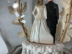 Vintage Bride & Groom Cake Topper ~Chalkware ~1950’s~UNIQUE IN JAR