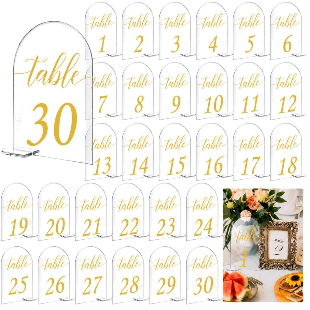 Modern Gold Printed Table Signs for Events