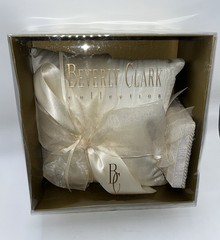 90s Beverly Clark Ivory Pearl and Lace Wedding Guest Book, Pillow and Pen