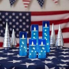 Independence Day Flameless Candle with Remote Timer – 5 Flickering 5pcs-Blue
