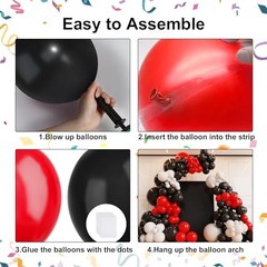 Red and Black Balloons,132pcs Red Black and White Red White & Black(132pcs)