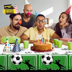 2 Pieces Soccer Party Tablecloth Plastic Soccer Themed Tablecover Disposable Rec