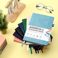 Address Book, Address and Password Keeper Book Medium (5.3 x 7.7 inch) Blue