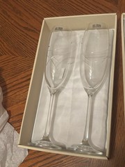 Oleg Cassini Tiara Crystal Champagne Toasting Flutes Set of 2 New In Box Czech
