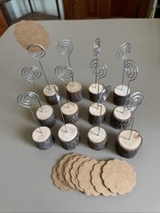 Table Number/Card Holder Metal & Wood Base Set Of 12 Boho Farmhouse
