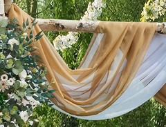 Wedding Arch Draping Fabric Bundle Has 2 216 Inch (18 Feet) Scarves in Caramel