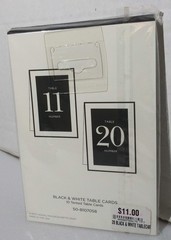 New Vera Wang Papers Wedding Tented Table Numbers Cards 11-20 Black & White