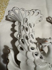 Table Centerpieces White Porcelain Swan Vase Planters Pierced Reticulate Design
