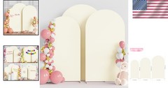 Portable Spandex Wedding Arch Cover Set in Ivory – 7.2FT, 6.6FT & 6FT for Events