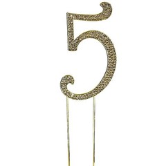 2.5″ GOLD Number 5 Rhinestone Cake Topper Wedding Cupcake Dessert Dessert Events