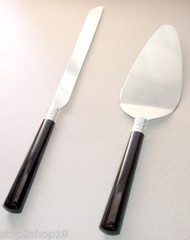Vera Wang Wedgwood With Love Noir Cake Server Pair Black Enamel/Silverplate Trim