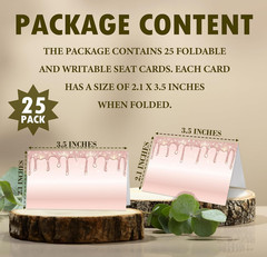Blush Pink Place Cards, Seat Cards for Table Setting, Pack of 25 Half-Fold Recep
