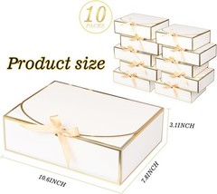 10-Pack Luxury White Gift Boxes 10.6×7.8×3.1 Inches with Gold Trim for Occasions