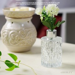 Hosley Set of 4 Mid Century Modern Glass Diffuser Bottles 4 4″ High, Silver