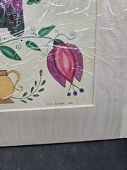 Original Hand Painted Marriage Certificate Blank Vintage Love Folk Art 16″x13″