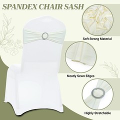 Mds Pack Of 100 Spandex Chair Sashes Bow Premium Stretch Chair Cover Band