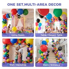 36 Inch Assorted Rainbow Large Latex Balloons, 15 PCS Big Multicolor Colorful