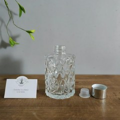 Hosley Set of 4 Mid Century Modern Glass Diffuser Bottles 4 4″ High, Silver