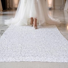 White Sequin Velvet Carpet Runner for Party 4FTx15FT Carpet Sparkly Rug for I…