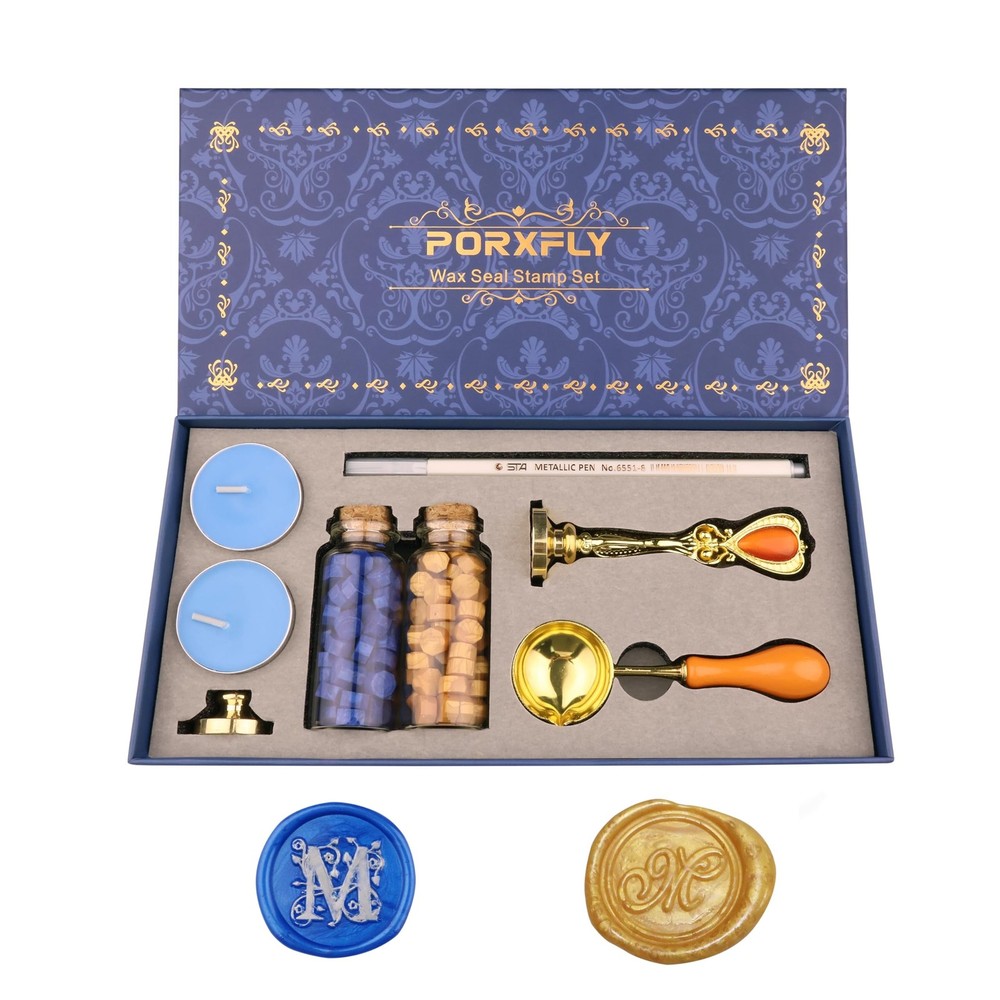 2 Pieces Letter M Wax Seal Stamp Set,Initial Alphabet Wax Seal Stamp Kit Vint…