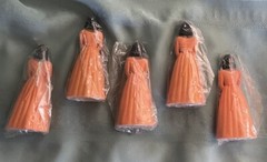 VINTAGE 5 BRN BRIDESMAIDS IN ORANGE GOWNS OLD STOCK CAKE TOPPERS’ NEW-FREE SHIP