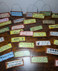 Lot of 46 Handmade Rustic Wine Wedding Favor Signs Guest Gifts Engagement Decor