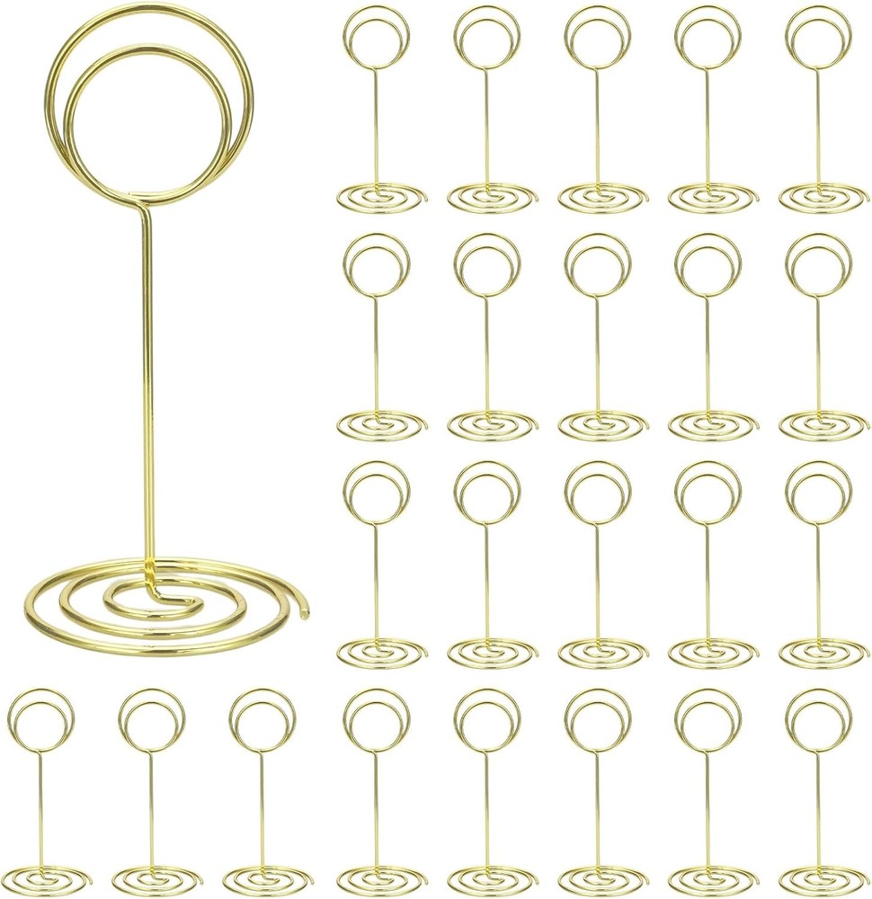 24 Pcs Table Number Holders, 3.35 Inch Gold Place Card Holder, Table Number